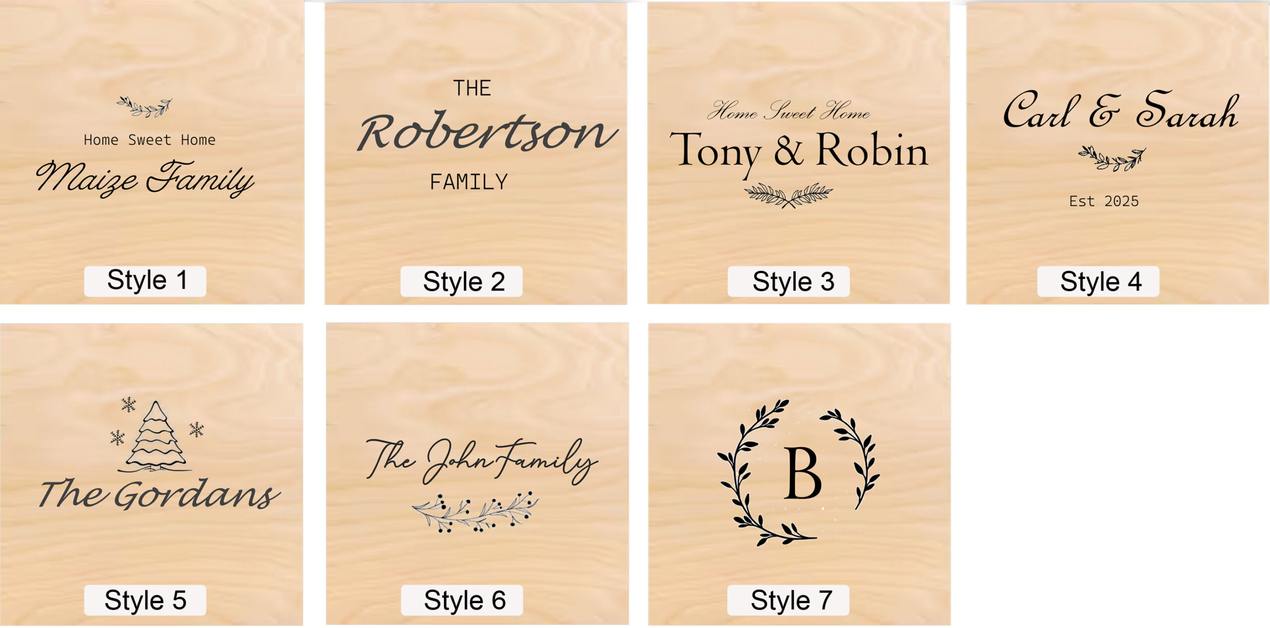 Box lid engraving styles