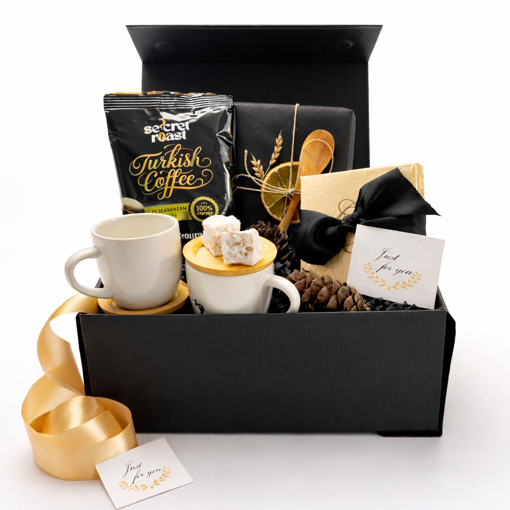 Turkish Coffee gift box showing what it includes.
