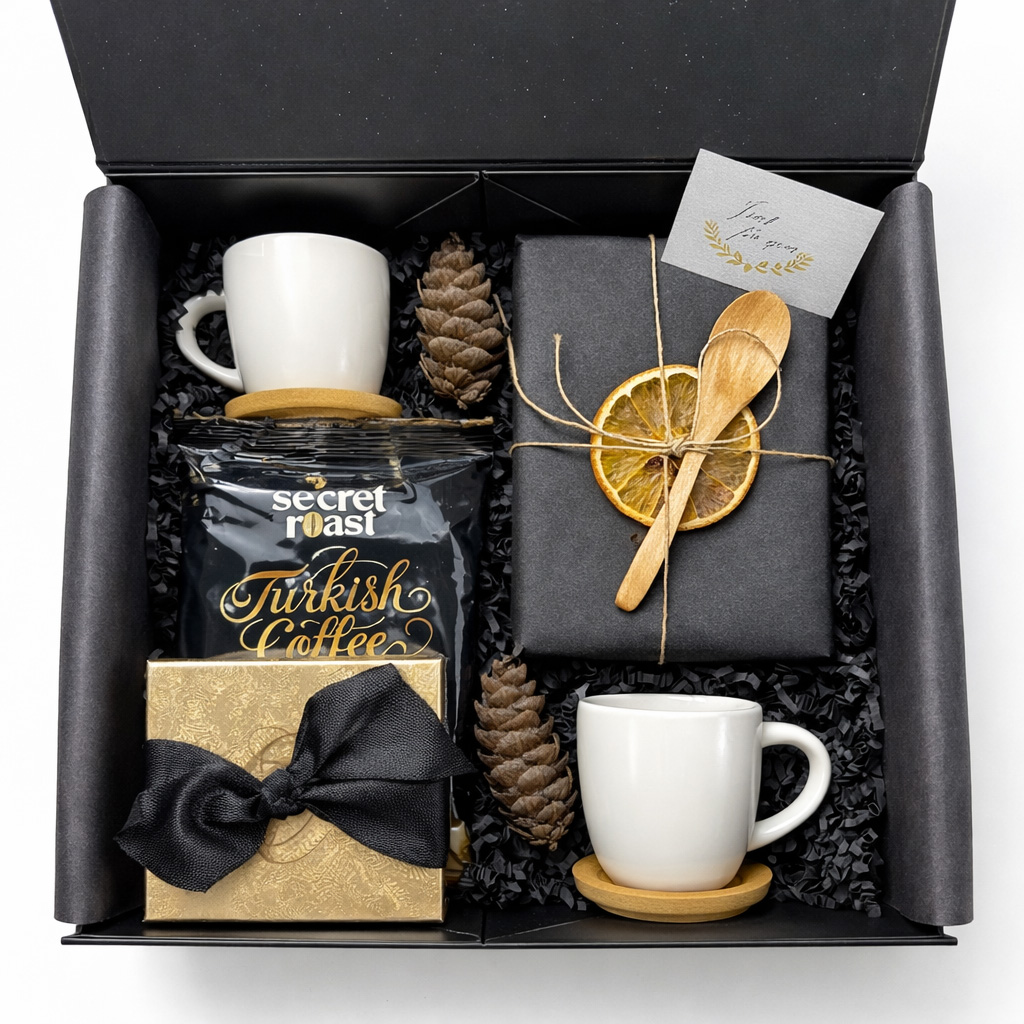 Pacific Giftworks Turkish Coffee gift box items in the box.